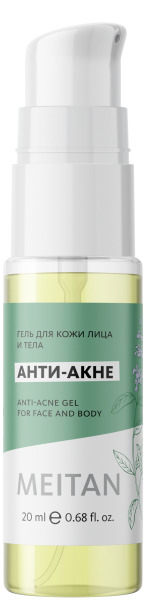 Анти-акне гель для кожи лица и тела Meitan Dao De Me, флакон, коробка, 20мл