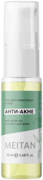 Анти-акне гель для кожи лица и тела Meitan Dao De Me, флакон, коробка, 20мл
